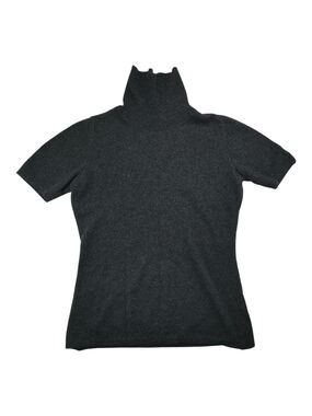 Sisley Italy Charcoal Grey Turtleneck Mock Neck Knit Top Women M Soft Wool Italy